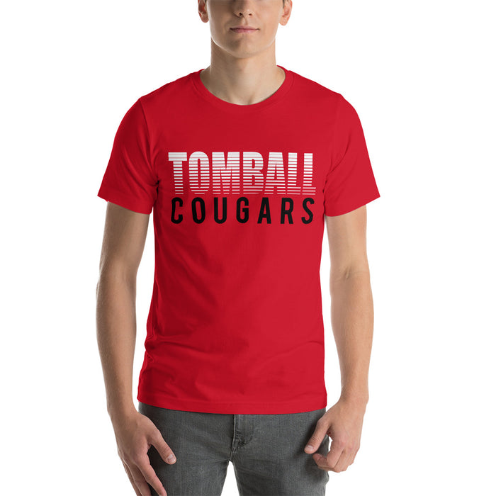 Man wearing a Tomball High School Cougars Premium Red Unisex T-shirt 24