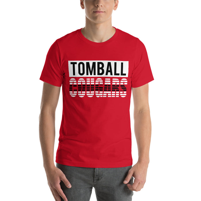 Man wearing a Tomball High School Cougars Premium Red Unisex T-shirt 35