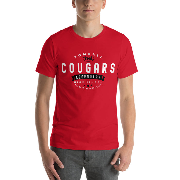 Man wearing a Tomball High School Cougars Premium Red Unisex T-shirt 44