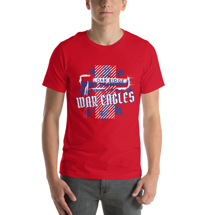 Man wearing Oak Ridge High School War Eagles Red Premium Unisex T-shirt 214