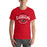 Man wearing Langham Creek High School Lobos Red Premium Unisex T-shirt 211