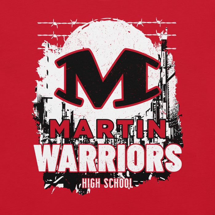 Close-up view of Martin High School Warriors Red Premium Unisex T-shirt 202