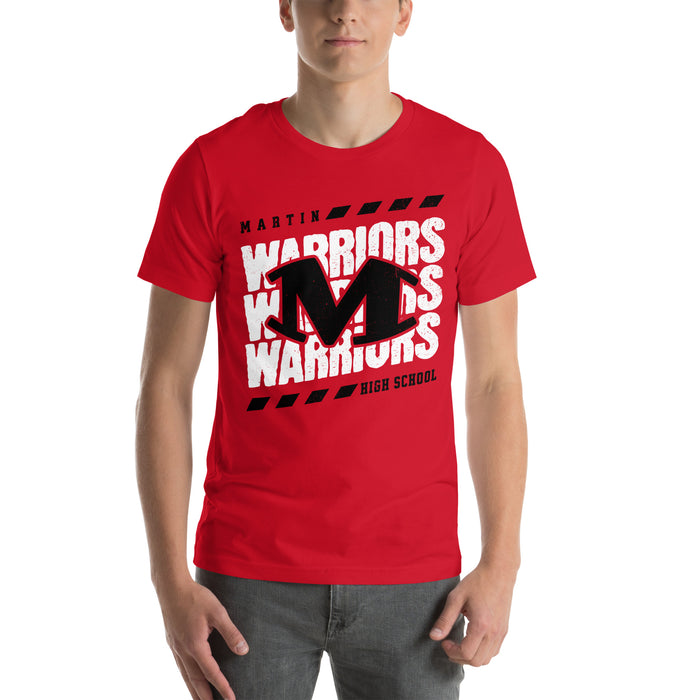 Man wearing Martin High School Warriors Red Premium Unisex T-shirt 223