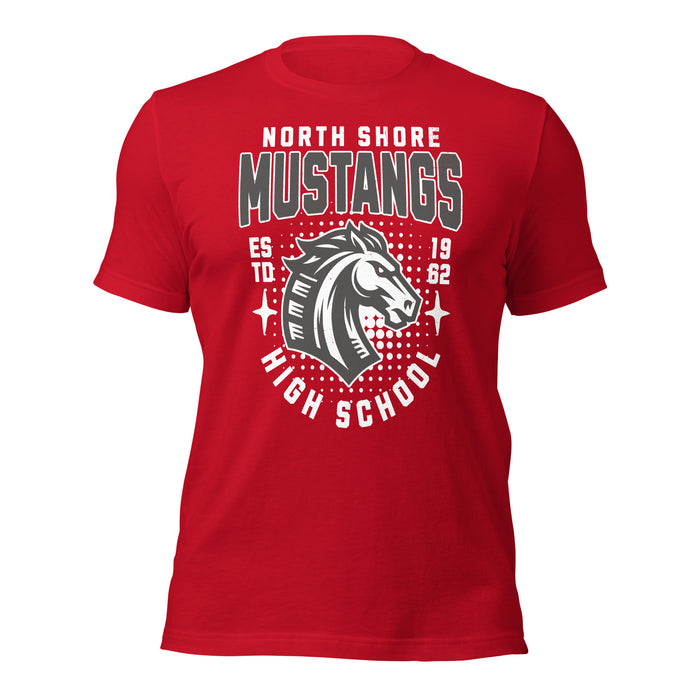 North Shore High School Mustangs Red Premium Unisex T-shirt 204