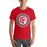 Man wearing North Shore High School Mustangs Red Premium Unisex T-shirt 216