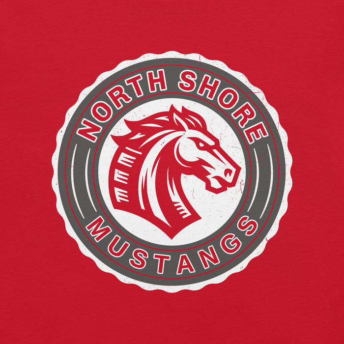 Close-up view of North Shore High School Mustangs Red Premium Unisex T-shirt 216