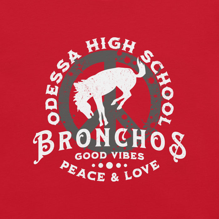 Close-up view of Odessa High School Bronchos Red Premium Unisex T-shirt 206