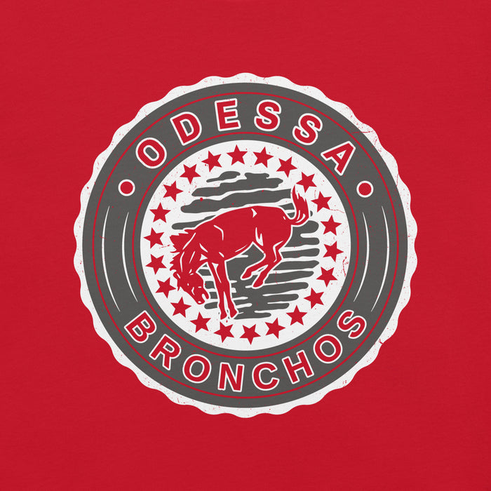 Close-up view of Odessa High School Bronchos Red Premium Unisex T-shirt 216