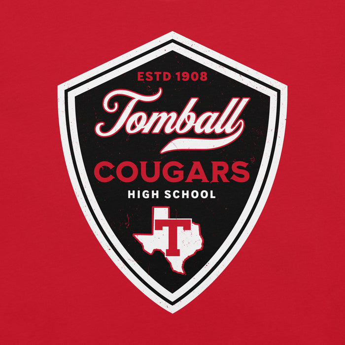 Close-up view of Tomball High School Cougars Red Premium Unisex T-shirt 225