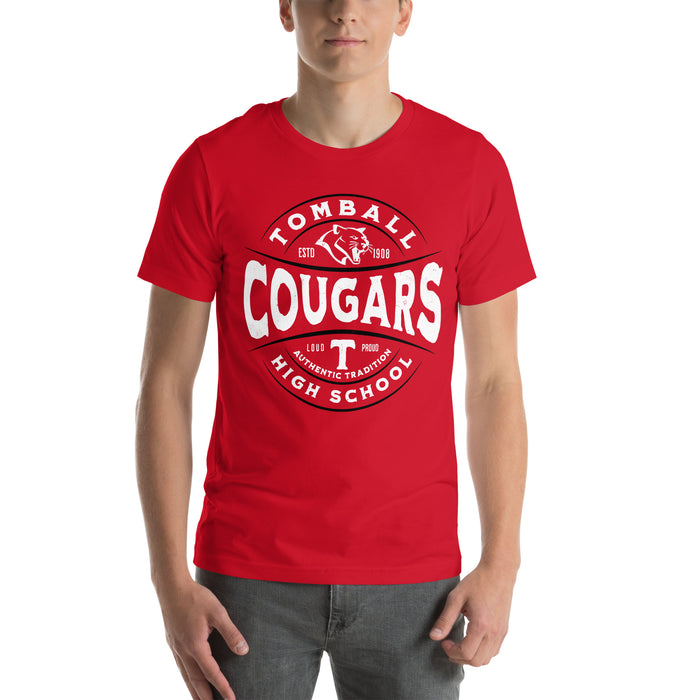 Man wearing Tomball High School Cougars Red Premium Unisex T-shirt 218