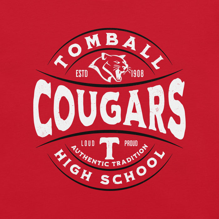 Close-up view of Tomball High School Cougars Red Premium Unisex T-shirt 218