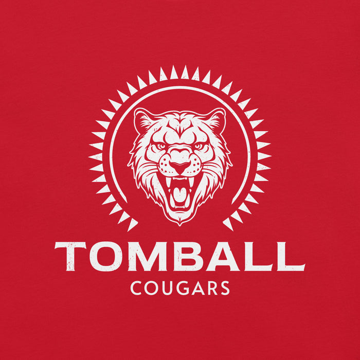 Close-up view of Tomball High School Cougars Red Premium Unisex T-shirt 226