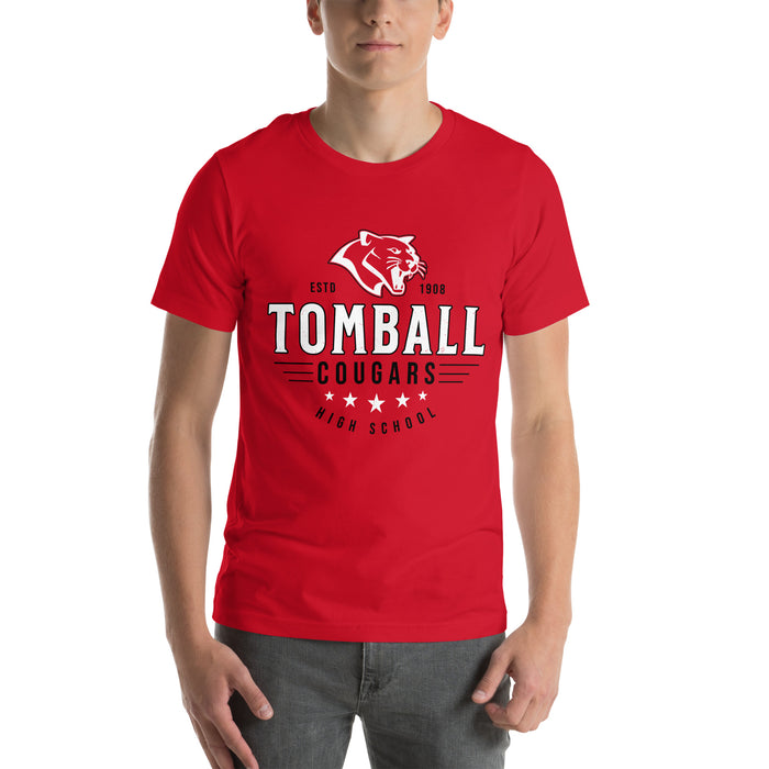 Man wearing Tomball High School Cougars Red Premium Unisex T-shirt 217