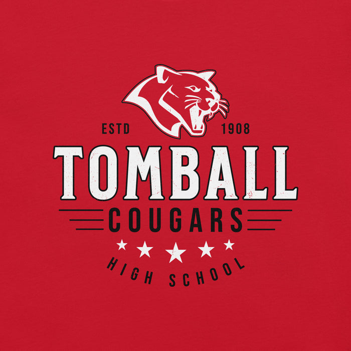 Close-up view of Tomball High School Cougars Red Premium Unisex T-shirt 217