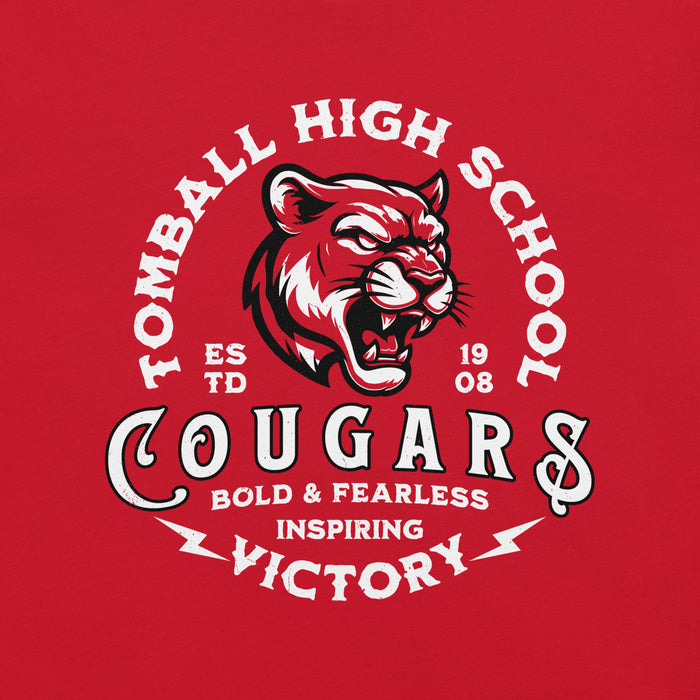 Close-up view of Tomball High School Cougars Red Premium Unisex T-shirt 206