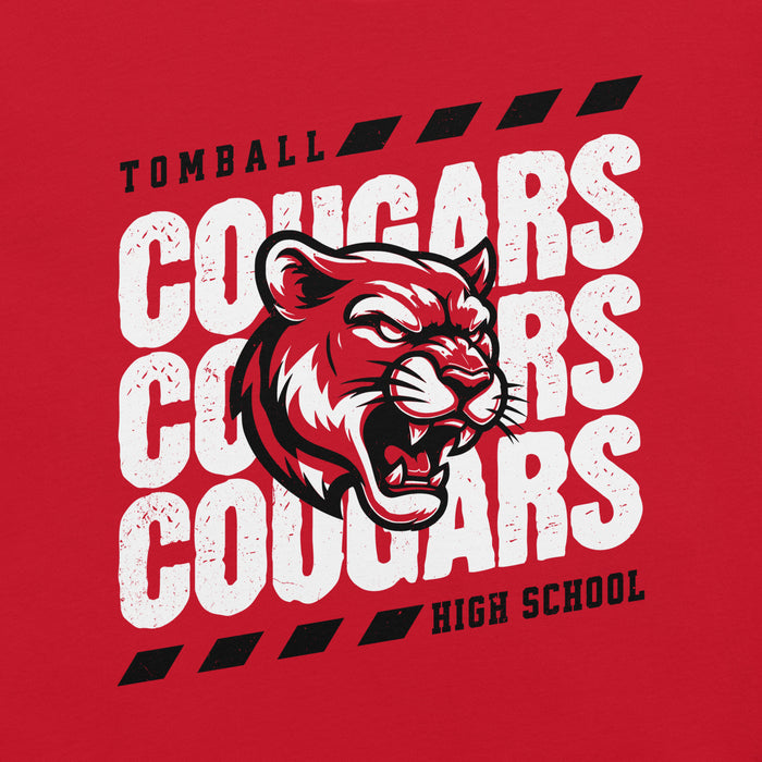 Close-up view of Tomball High School Cougars Red Premium Unisex T-shirt 223