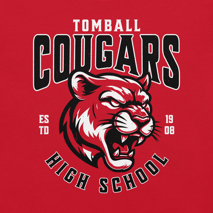 Close-up view of Tomball High School Cougars Red Premium Unisex T-shirt 213