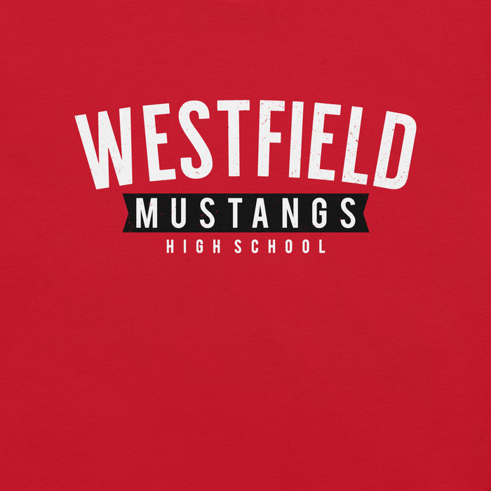 Close-up view of Westfield High School Mustangs Red Premium Unisex T-shirt 021