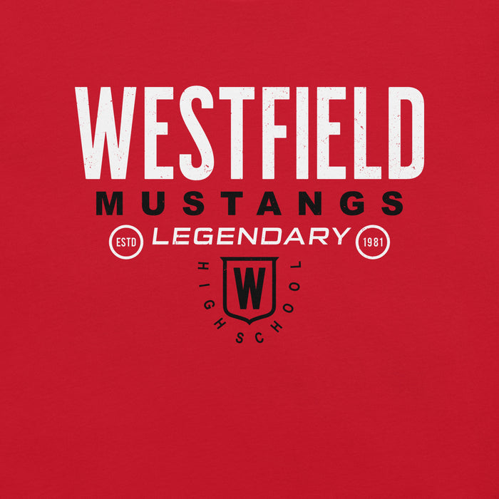 Close-up view of Westfield High School Mustangs Red Premium Unisex T-shirt 003