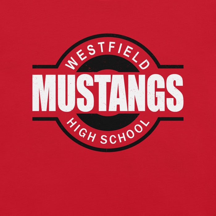 Close-up view of Westfield High School Mustangs Red Premium Unisex T-shirt 011