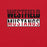 Close-up view of Westfield High School Mustangs Red Premium Unisex T-shirt 031