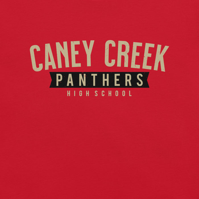 Close-up view of Caney Creek High School Panthers Red Premium Unisex T-shirt 021