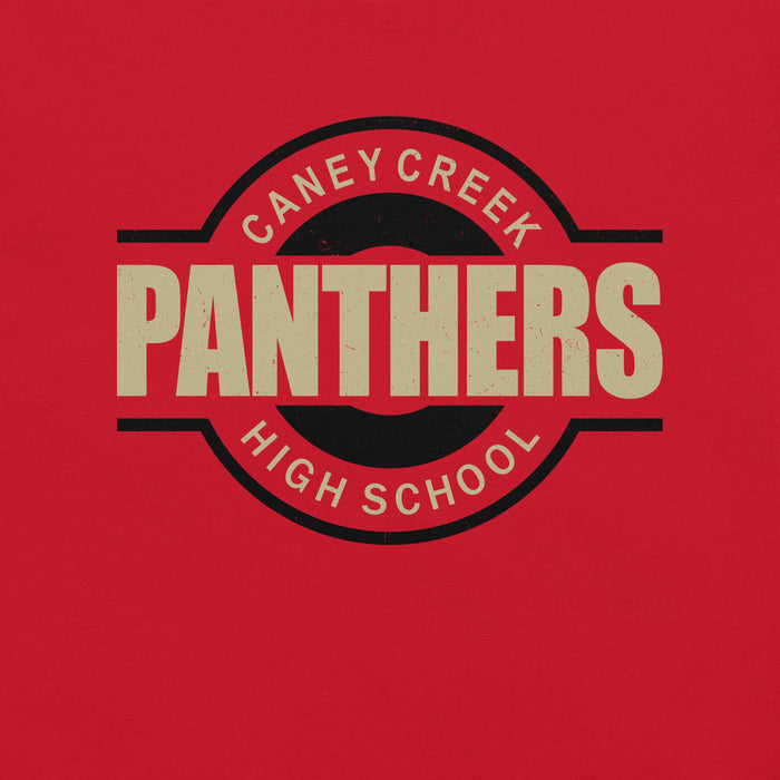 Close-up view of Caney Creek High School Panthers Red Premium Unisex T-shirt 011