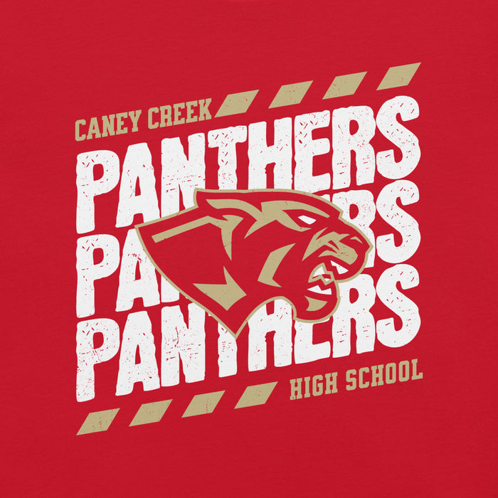 Close-up view of Caney Creek High School Panthers Red Premium Unisex T-shirt 230