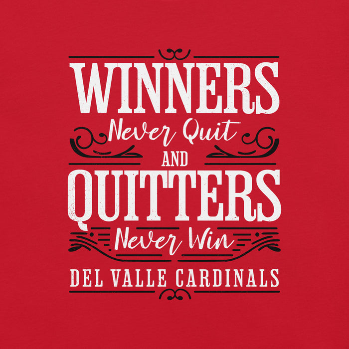 Close-up view of Del Valle High School Cardinals Red Premium Unisex T-shirt 237