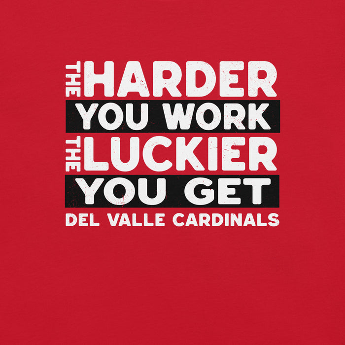 Close-up view of Del Valle High School Cardinals Red Premium Unisex T-shirt 238