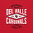 Close-up view of Del Valle High School Cardinals Red Premium Unisex T-shirt 210