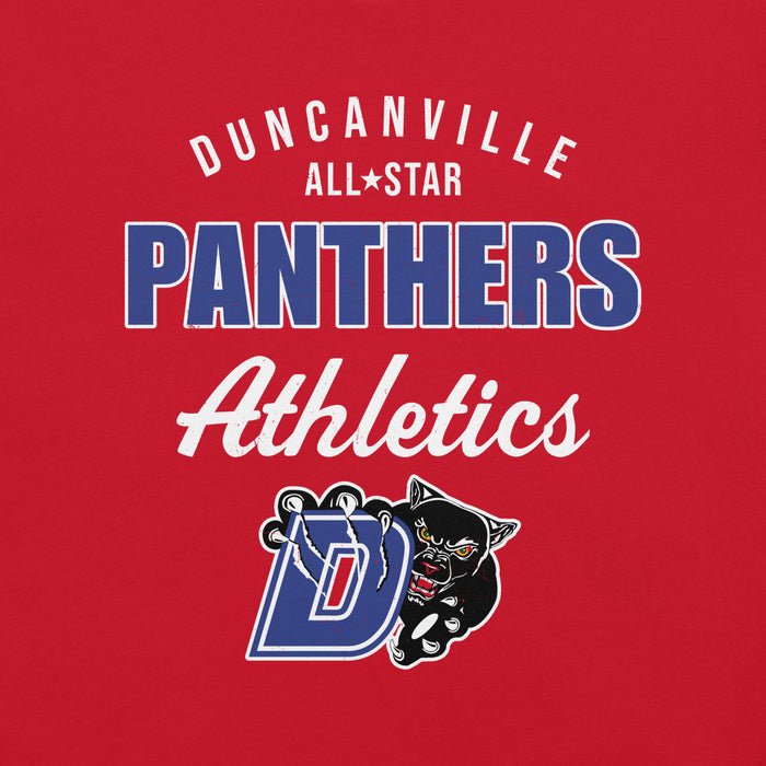 Close-up view of Duncanville High School Panthers Red Premium Unisex T-shirt 034