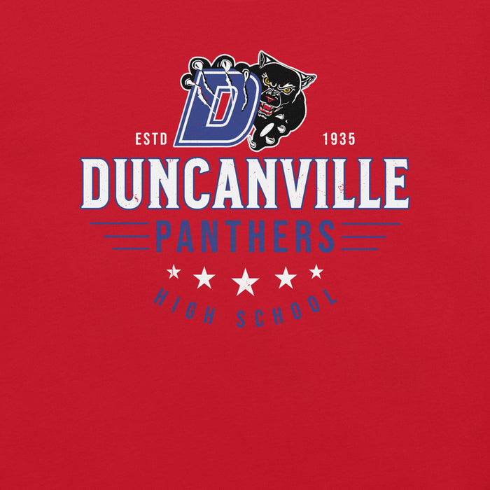 Close-up view of Duncanville High School Panthers Red Premium Unisex T-shirt 217