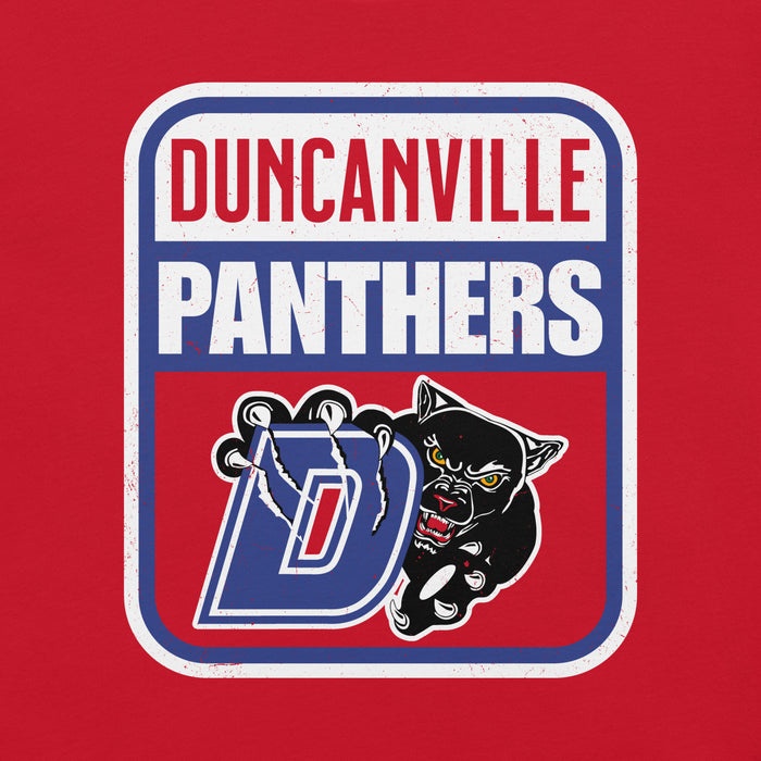 Close-up view of Duncanville High School Panthers Red Premium Unisex T-shirt 001