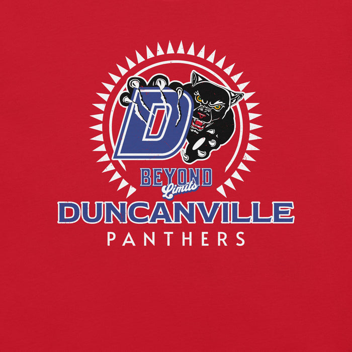 Close-up view of Duncanville High School Panthers Red Premium Unisex T-shirt 226