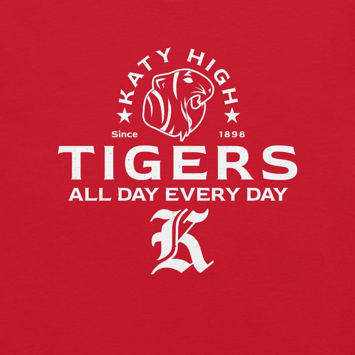 Close-up view of Katy High School Tigers Red Premium Unisex T-shirt 222