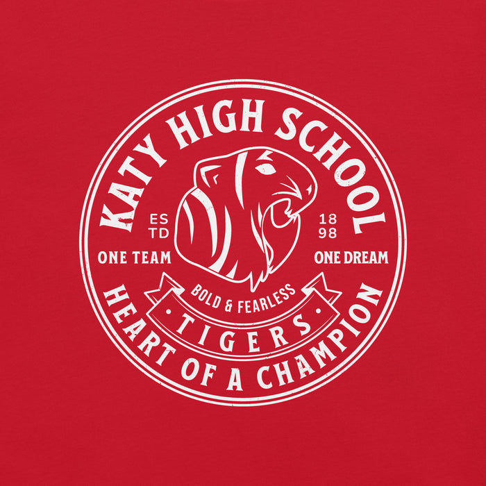 Close-up view of Katy High School Tigers Red Premium Unisex T-shirt 215