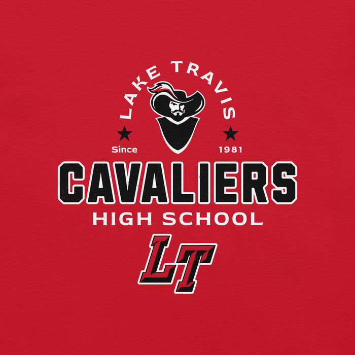Close-up view of Lake Travis High School Cavaliers Red Premium Unisex T-shirt 222