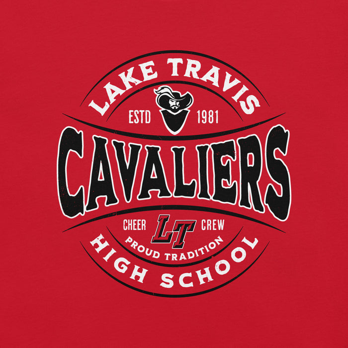 Close-up view of Lake Travis High School Cavaliers Red Premium Unisex T-shirt 218