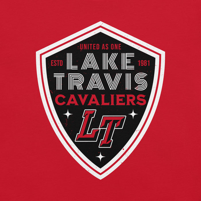 Close-up view of Lake Travis High School Cavaliers Red Premium Unisex T-shirt 225