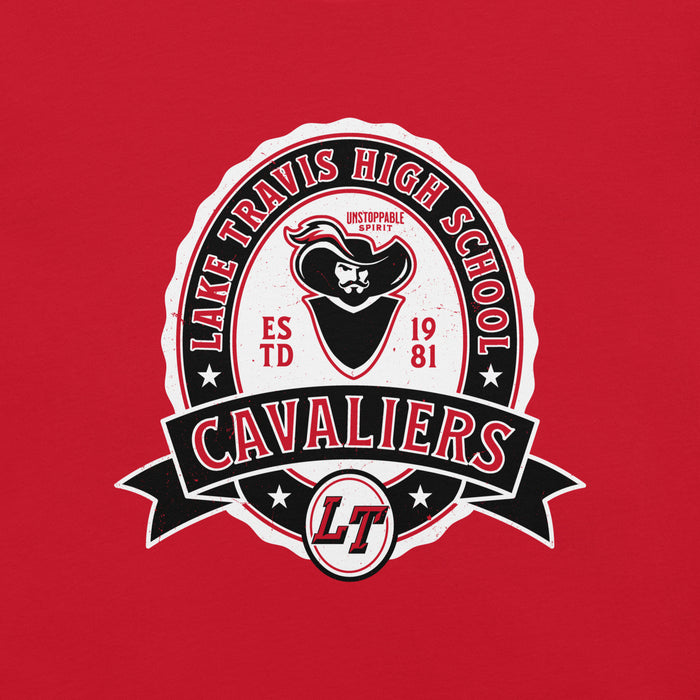 Close-up view of Lake Travis High School Cavaliers Red Premium Unisex T-shirt 212