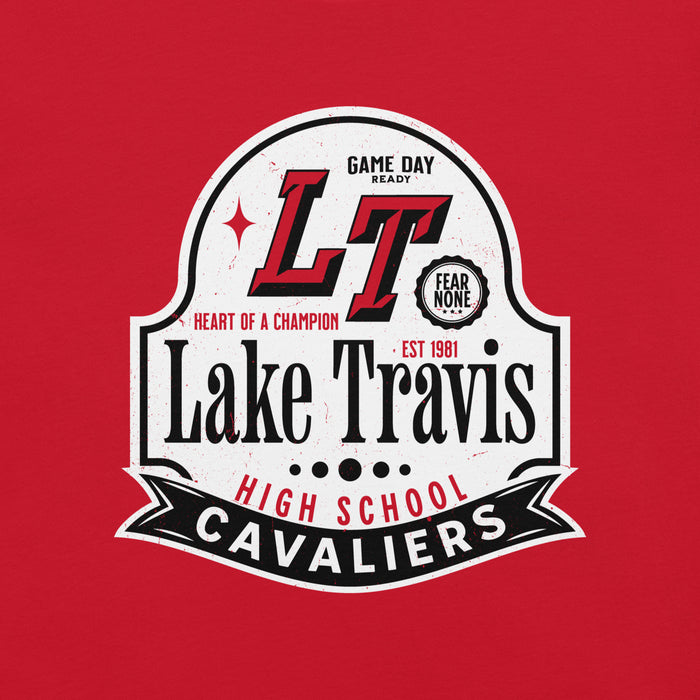 Close-up view of Lake Travis High School Cavaliers Red Premium Unisex T-shirt 219
