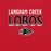 Close-up view of Langham Creek High School Lobos Red Premium Unisex T-shirt 024