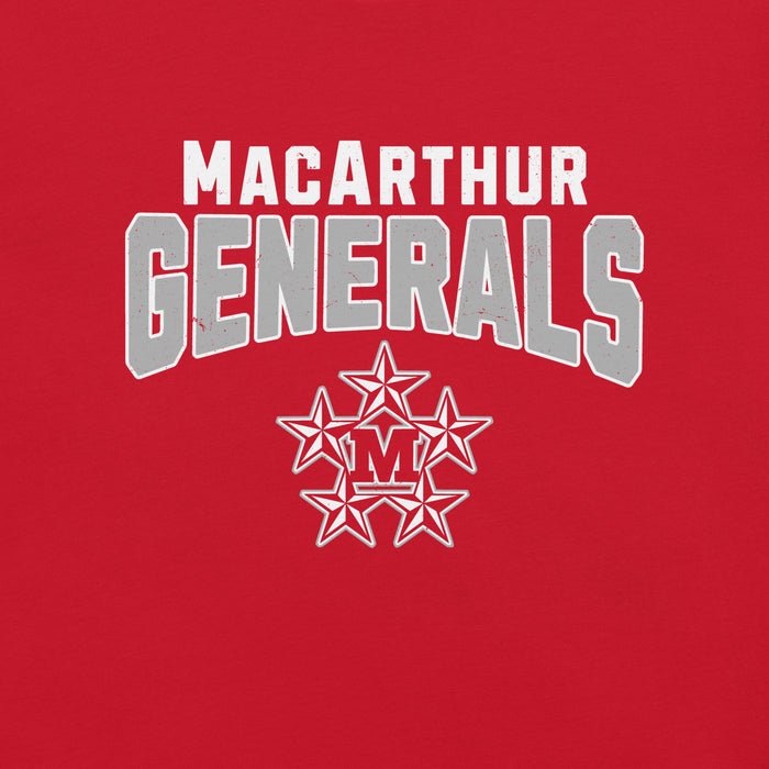 Close-up view of MacArthur High School Generals Red Premium Unisex T-shirt 234