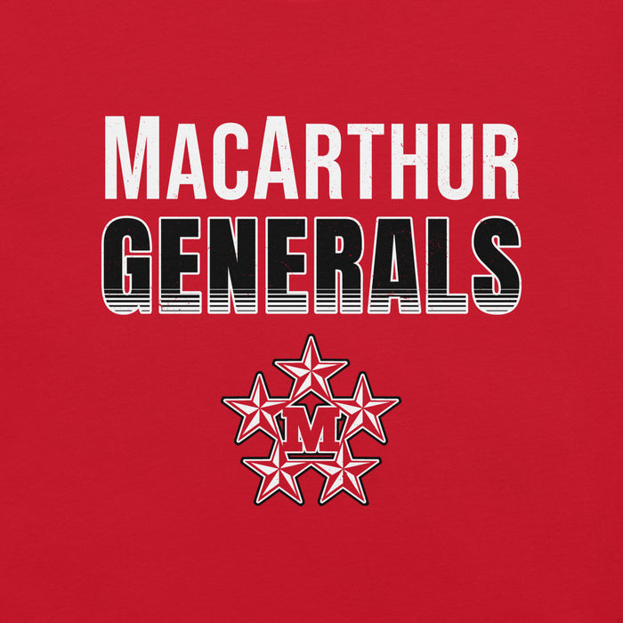 Close-up view of MacArthur High School Generals Red Premium Unisex T-shirt 024