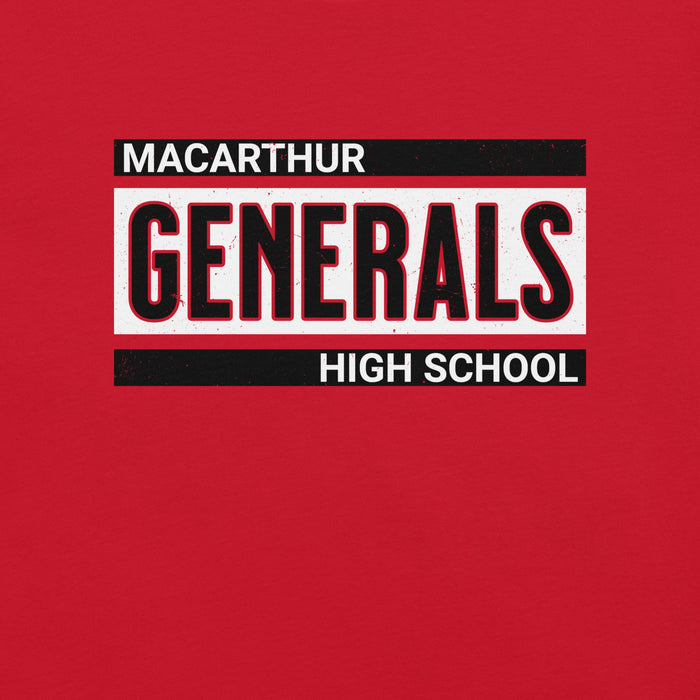 Close-up view of MacArthur High School Generals Red Premium Unisex T-shirt 098