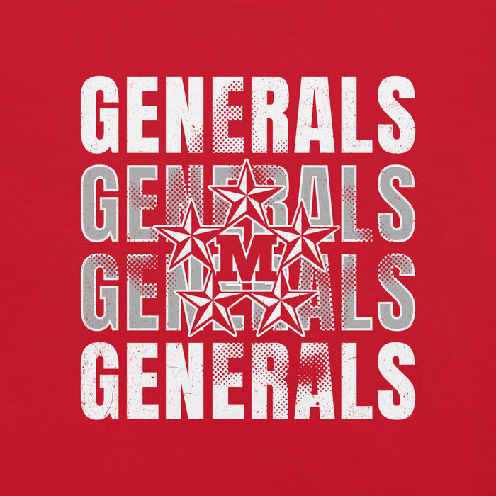 Close-up view of MacArthur High School Generals Red Premium Unisex T-shirt 233