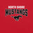 Close-up view of North Shore High School Mustangs Red Premium Unisex T-shirt 234