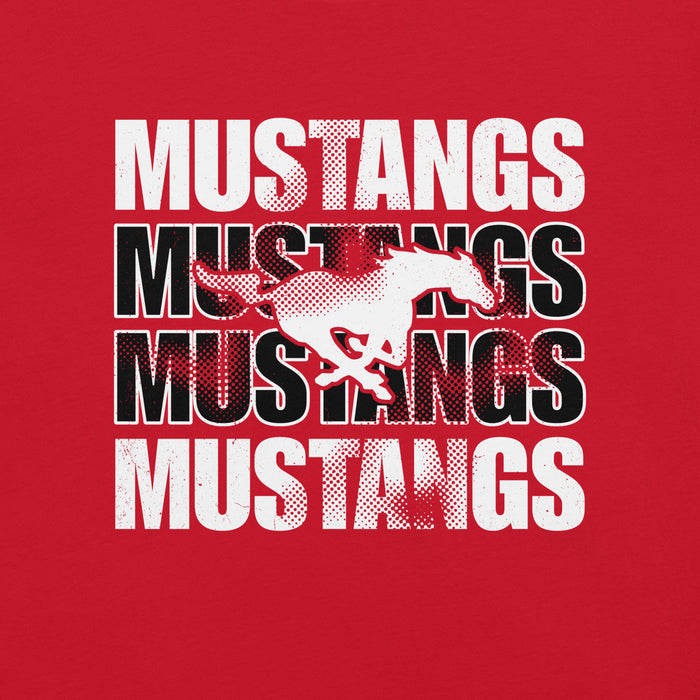 Close-up view of North Shore High School Mustangs Red Premium Unisex T-shirt 233