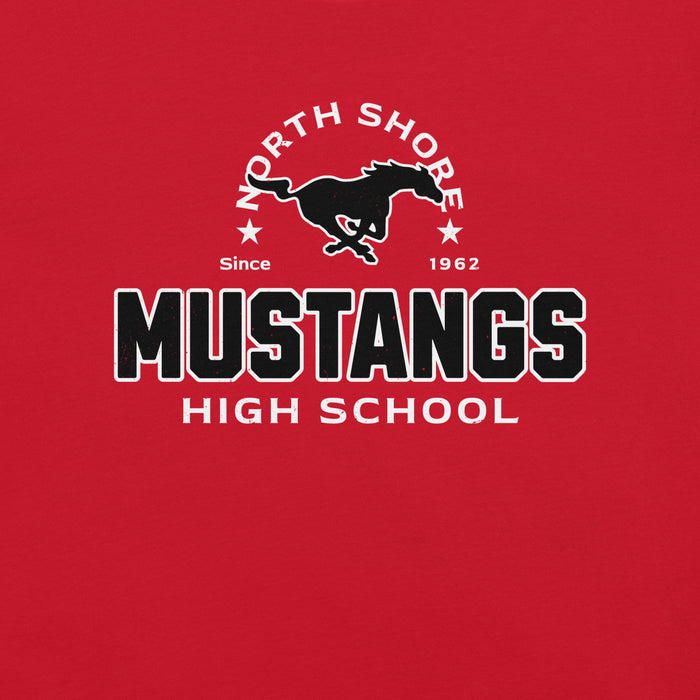 Close-up view of North Shore High School Mustangs Red Premium Unisex T-shirt 222
